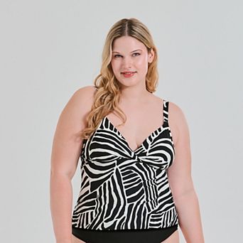 Plus Size Freshwater Molded Twist Front Tankini Swim Top