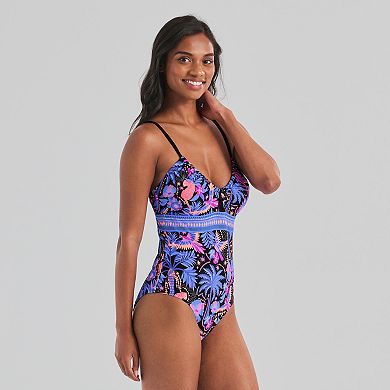 Women's Freshwater Shirred Neckline One-Piece Swimsuit