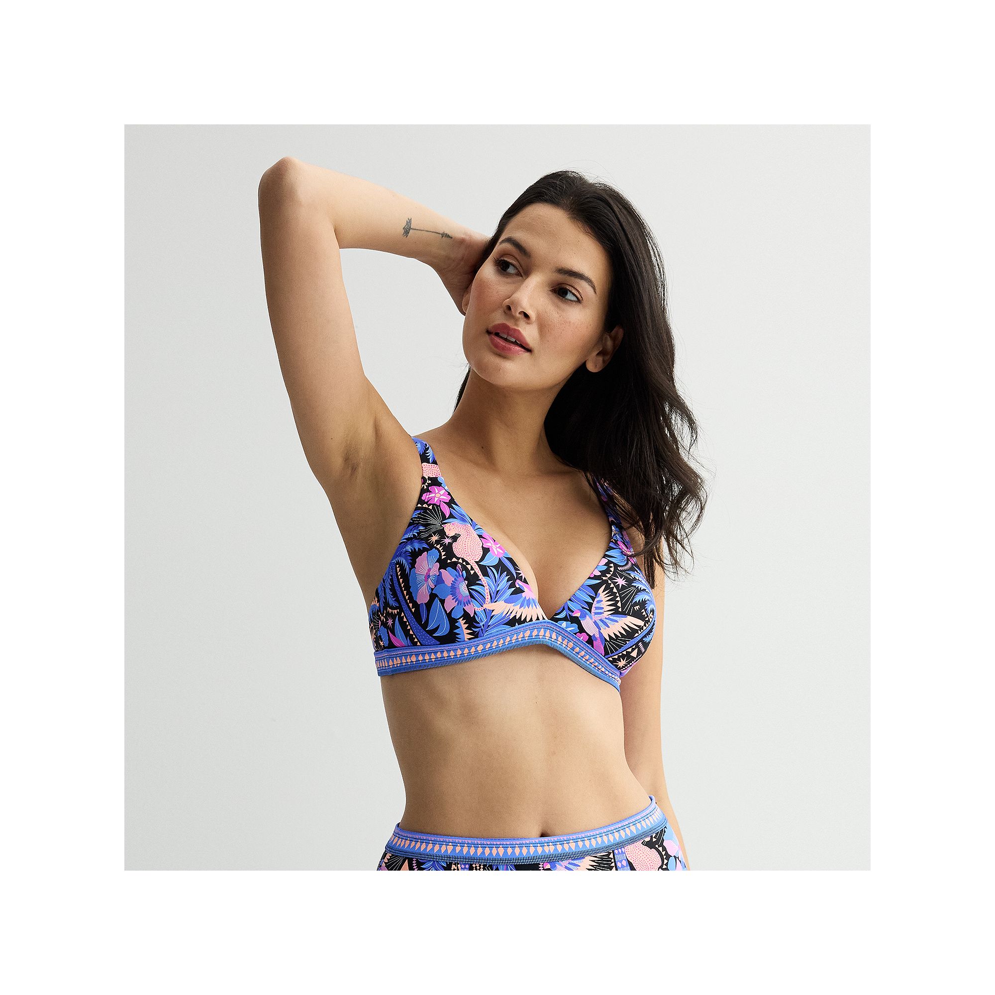 Womens Freshwater Banded Bralette Swim Top, Size: XS, Havana Tropic