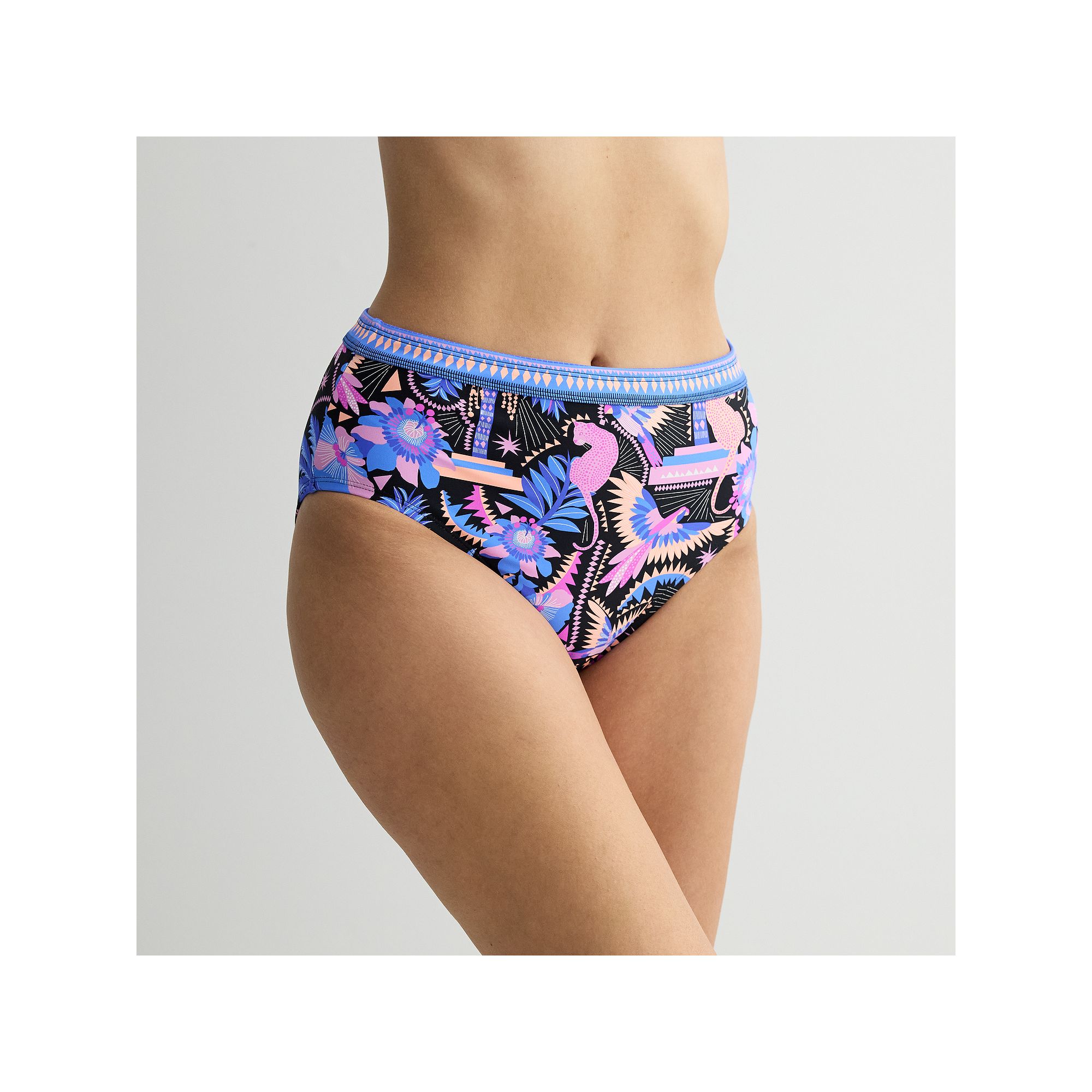 Womens Freshwater Banded High Leg Swim Bottoms, Size: XS, Havana Tropic