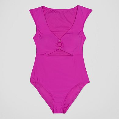 Women's Freshwater Cap Sleeve Cut-Out One-Piece Swimsuit