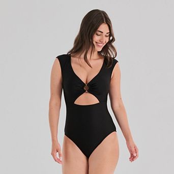 Women's Freshwater Cap Sleeve Cut-Out One-Piece Swimsuit
