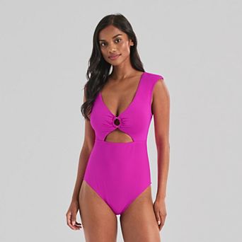 Women's Freshwater Cap Sleeve Cut-Out One-Piece Swimsuit