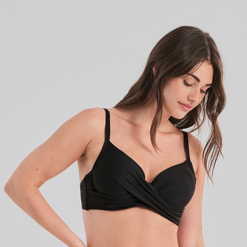 Women's Freshwater Molded Cup Underwire Bra Swim Top, Size: Large, Black