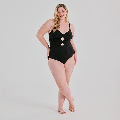Plus Size Freshwater Twist One-Piece Swimsuit