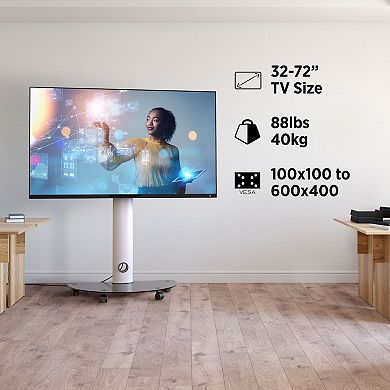 ProMounts Premium Rolling TV Stand with Swivel for 32"-72" Screens Holds up to 88 Lbs