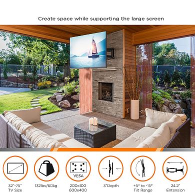 ProMounts Full Motion Indoor and Outdoor TV Wall Mount For Tvs 32" - 75" Up To 132 lbs