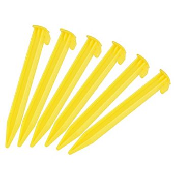 5.7 Inch Plastic Camping Tent Stakes Pegs With Hook Yellow 10 pc