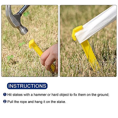 5.7 Inch Plastic Camping Tent Stakes Pegs With Hook Yellow 10pcs