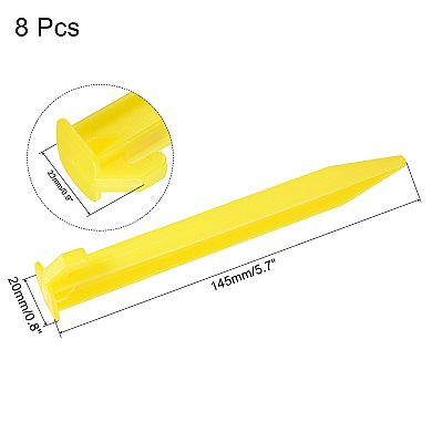 5.7 Inch Plastic Camping Tent Stakes Pegs With Hook Yellow 10pcs