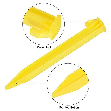 5.7 Inch Plastic Camping Tent Stakes Pegs With Hook Yellow 10pcs