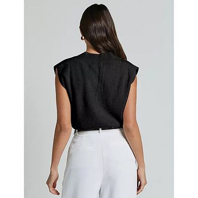 Womens V Neck Vest Trendy Cap Sleeve Sweater Winter Pullover Sleeveless Knit Tops