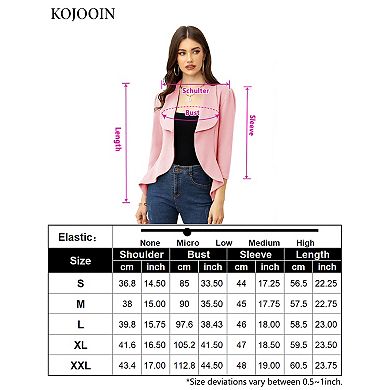 Women's Business Blazer 3/4 Sleeve Dressy Open Front Work Office Cardigan Cropped Suit Jacket