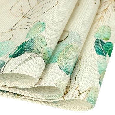 Green Leaf Farmhouse Burlap Kitchen Table Runner 13x71 Inches 1pc 13" X 71"
