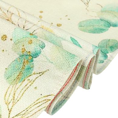 Green Leaf Farmhouse Burlap Kitchen Table Runner 13x71 Inches 1pc 13" X 71"
