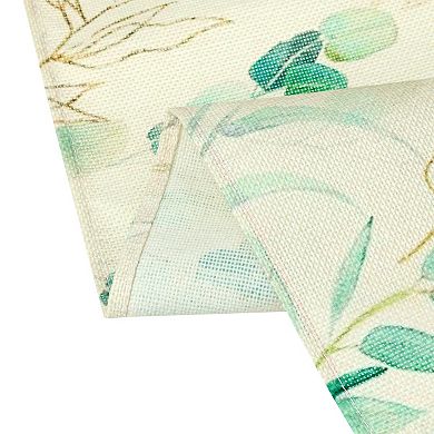 Green Leaf Farmhouse Burlap Kitchen Table Runner 13x71 Inches 1pc 13" X 71"