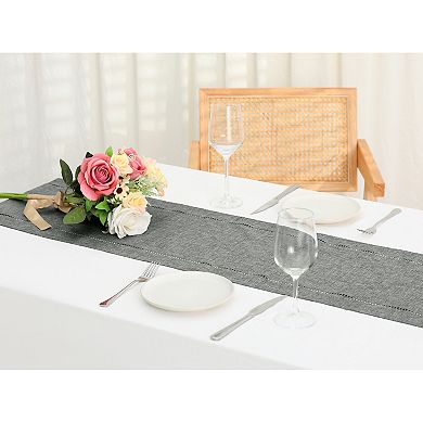 Home Decoration Eyelet Hollow Out Flat Corner Table Runner 12 X 71 Inches 1 Pc 12" X 71"