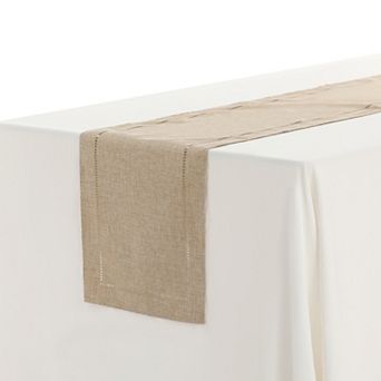 Home Decoration Eyelet Hollow Out Flat Corner Table Runner 12 X 71 in 1 pc 12" X 71"