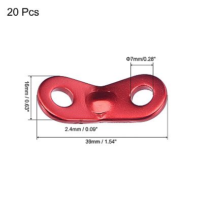 7mm Diameter 2 Hole Tent Cord Adjuster Aluminum Rope Tensioner 20 Pack