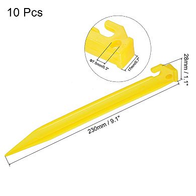 9.1 Inch Plastic Camping Tent Stakes Pegs With Hook 10 Pack