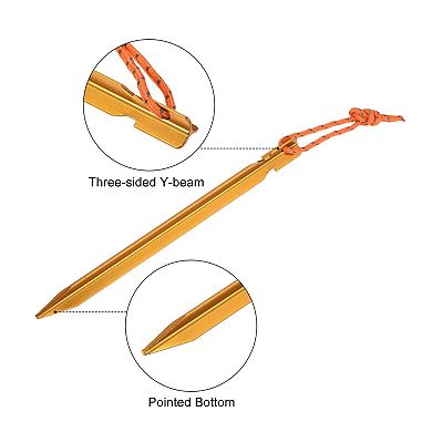 7.1 Inch Y-beam Aluminum Tent Stakes With Pull Rope Kit 10pcs And A Storage Bag