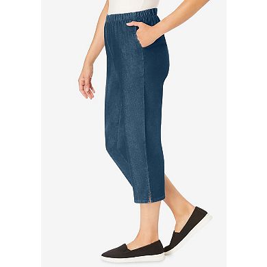 Woman Within Plus Size Petite Capri Fineline Denim Jean