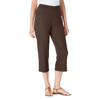 Woman Within Plus Size Petite Fineline Stretch Denim Pull-On Capri Jeans