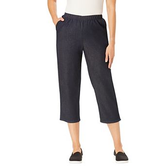 Woman Within Plus Size Petite Fineline Stretch Denim Pull-On Capri Jeans