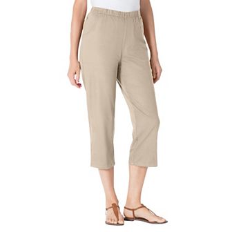 Woman Within Plus Size Petite Fineline Stretch Denim Pull-On Capri Jeans
