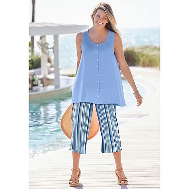Woman Within Plus Size Linen Capri