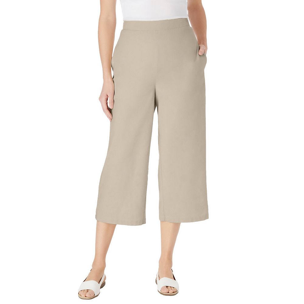 nan◎新品THE NEWHOUSE ROW CAPRI SHORT Woman Within Plus Size Linen Capri