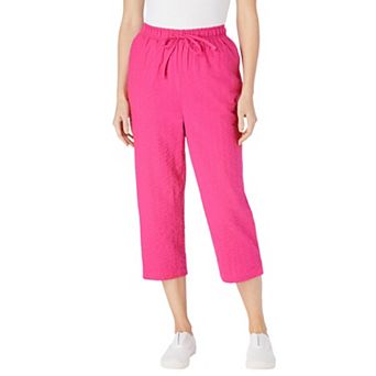 Woman Within Plus Size Seersucker Pull-On Elastic-Waist Capri Pants