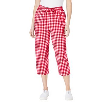 Woman Within Plus Size Seersucker Pull-On Elastic-Waist Capri Pants