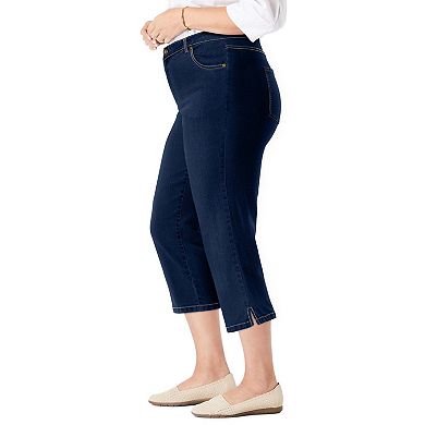 Woman Within Plus Size Petite Stretch Denim Five-Pocket Capri Jeans