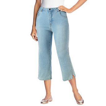 Woman Within Plus Size Petite Stretch Denim Five-Pocket Capri Jeans