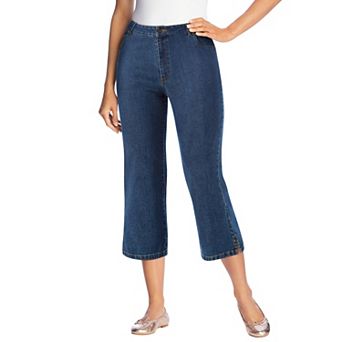 Woman Within Plus Size Petite Stretch Denim Five-Pocket Capri Jeans