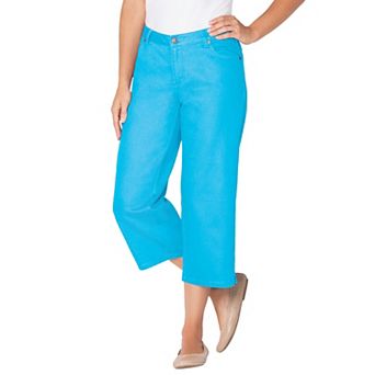 Woman Within Plus Size Petite Stretch Denim Five-Pocket Capri Jeans