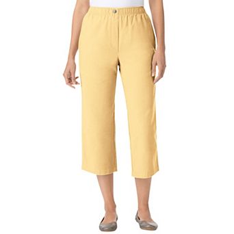 Woman Within Plus Size Petite 7-Day Elastic-Waist Pull-On Cotton Denim Capri Jeans