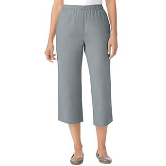 Woman Within Plus Size Petite 7-Day Elastic-Waist Pull-On Cotton Denim Capri Jeans