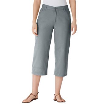 Woman Within Plus Size Perfect 5-Pocket Back-Elastic Denim Capri