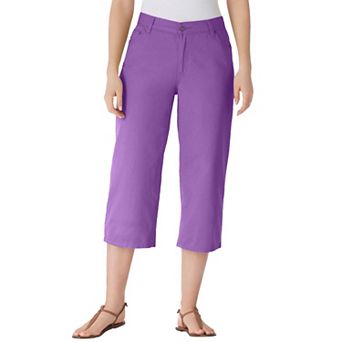 Woman Within Plus Size Perfect 5-Pocket Back-Elastic Denim Capri