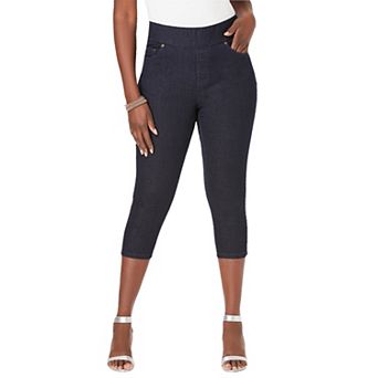 Jessica London Women's Plus Size Comfort Waist Stretch Denim Capris