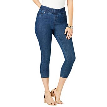 Jessica London Women's Plus Size Comfort Waist Stretch Denim Capris