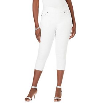 Jessica London Women's Plus Size Comfort Waist Stretch Denim Capris