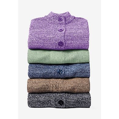 Woman Within Plus Size Marled Sweater Jacket