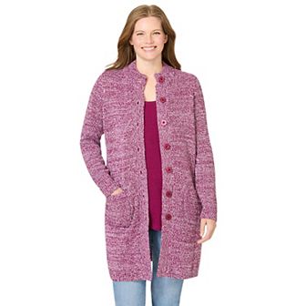 Woman Within Plus Size Marled Sweater Jacket