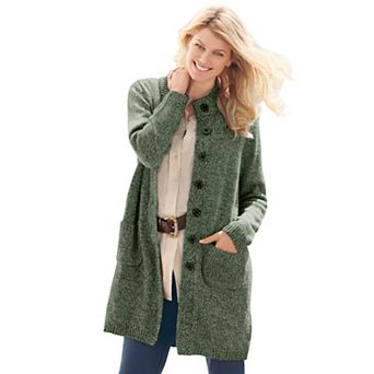 Woman Within Plus Size Marled Sweater Jacket