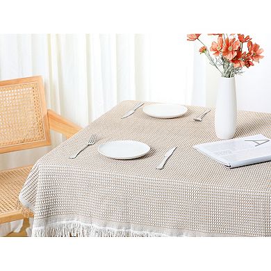 Picnic Dinner Cotton Linen Tassels Oil-proof Table Cover 1 Pc 51" X 71"