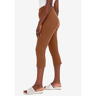 Jessica London Women's Plus Size Everyday Stretch Cotton Capri Legging