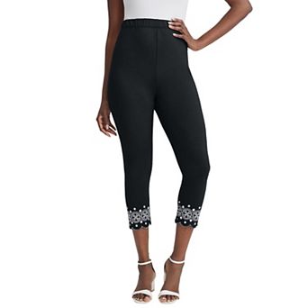 Jessica London Women's Plus Size Everyday Stretch Cotton Capri Legging